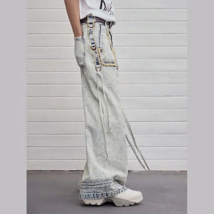 Mens Straight Leg Jeans Wholesale Loose Trend High Street Baggy Jeans For Men Hip Hop Pants Wide Jeans