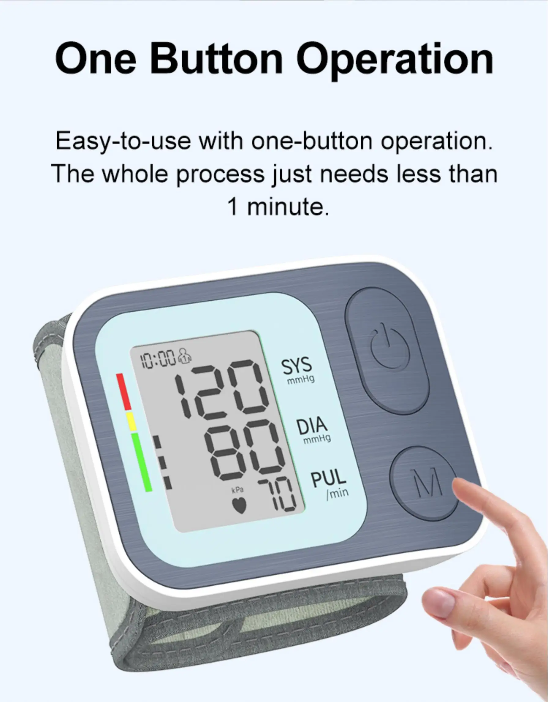 Portable Wrist Blood Pressure Machine Digital Sphygmomanometer Tensiometros Automatic BP Cuff Monitors with Irregular Heartbeat