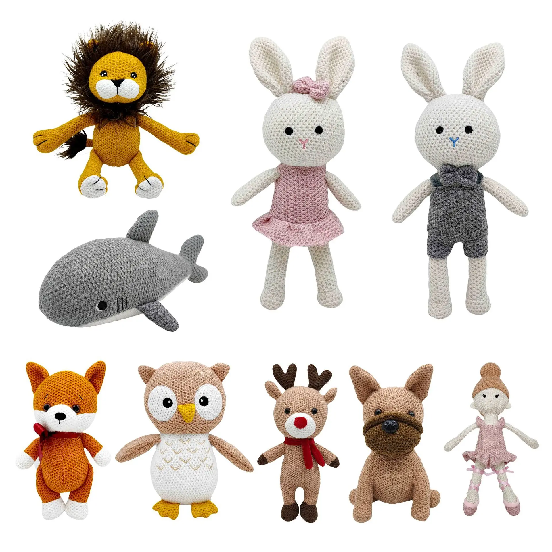 Large Crochet Amigurumi Animal Doll Handmade Stuffed Animal Knitted Doll Toddler Baby Knitted Sleeping Toy for Newborn Gifts