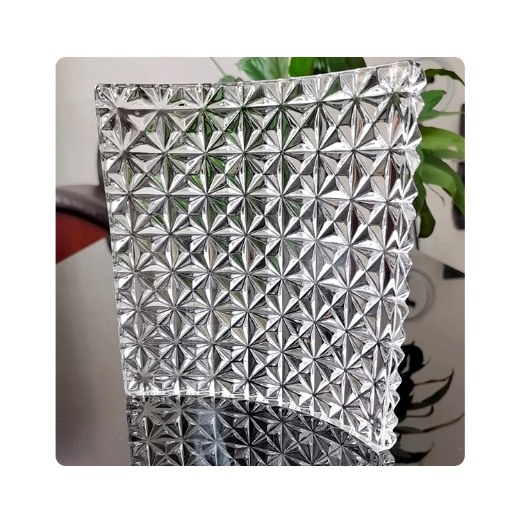Curved Glass Tiles Diamond Textured Crystal Glass Tiles Hanging Pieces for Partition Screen Clear Decorative Solid Glass Tiles