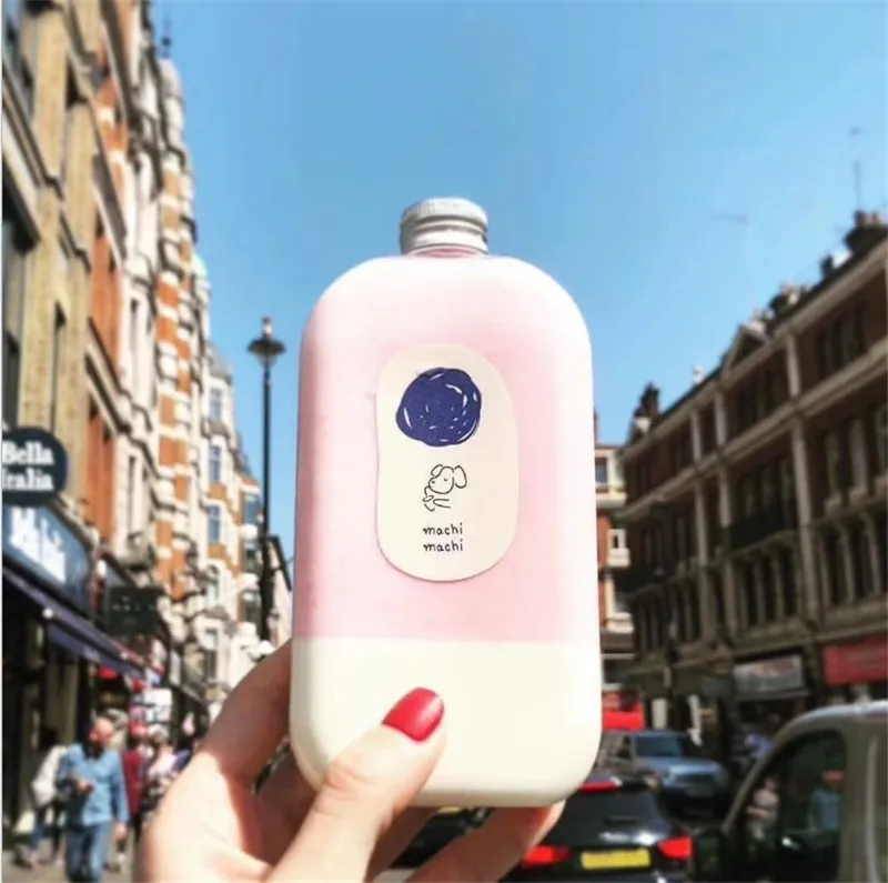 250ml,300ml,350ml ,400ml flat square beverage fresh juice PET plastic bottle milk tea cup drink bottle