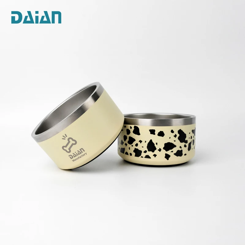 Wholesale Multi Colors 64oz Dog Water Bowl Silicone Stainless Steel Cat Bowl Double Wall Pet Bowl Non-slip Food Container