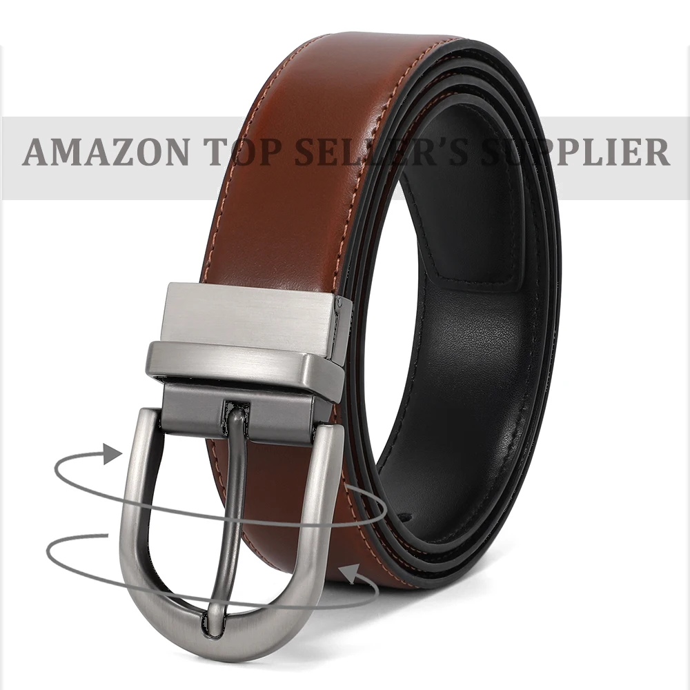Luxury Branded 100-130cm Suit Pants Classic Reversible Buckle Design Cinturon De Cuero Hombre Genuine Leather Belt For Men