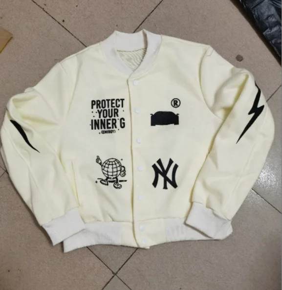 Casual fall winter jacket 2022 fashionable letter printing bomber jacket coat button vintage streetwear baseball jacket women