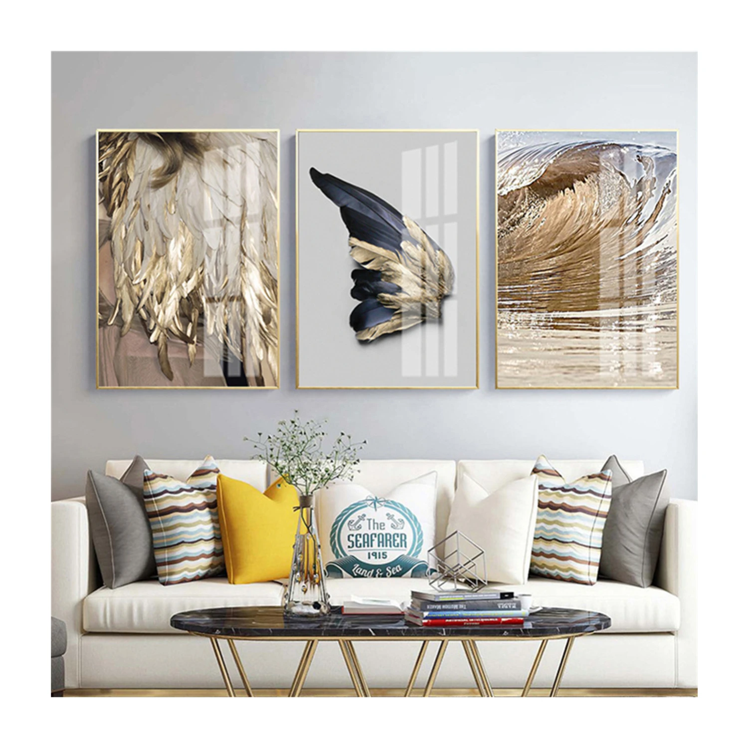 Abstract Design Feather Wings Modern Wall Art Abstract Canvas Oil Painting On Canvas Stretched Art