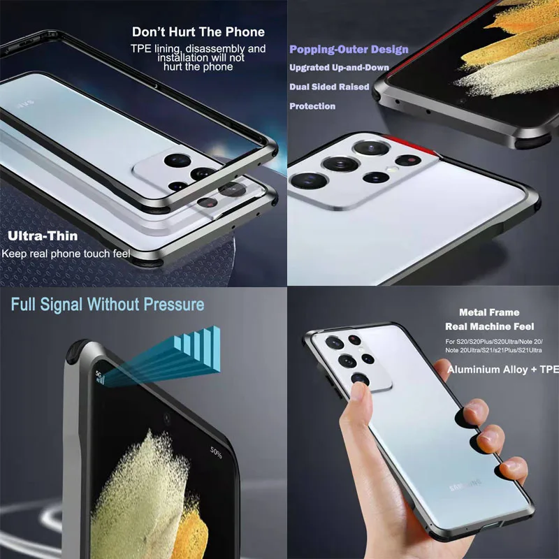 Aluminum TPE Phone Cover Suitable For Sam Sung Metal Frame Protective Phone Case
