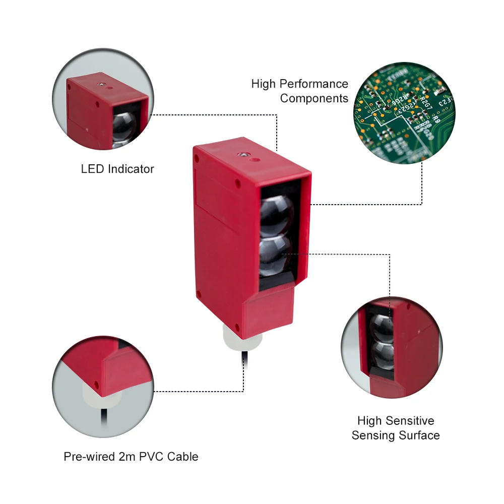 KJT Good Quality FS100 Long Distance Square Photoelectric Detection Distance 8M Through Beam Type Photoelectric Sensor Switch