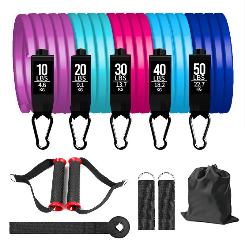 Customize Resistance Bands 11pcs Set Pull Rope Yoga Pilates Bar Latex Rubber TPE Workout Elastic Tubes