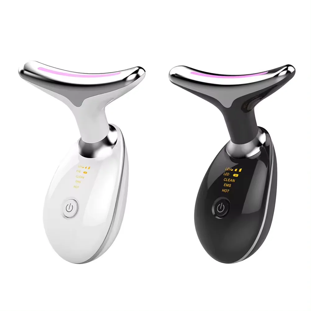 Odm Electric Face Neck Lifting Massager Anti-wrinkle Reduce Puffiness Facial Device Heating Vibration Ems Neck Lift Device
