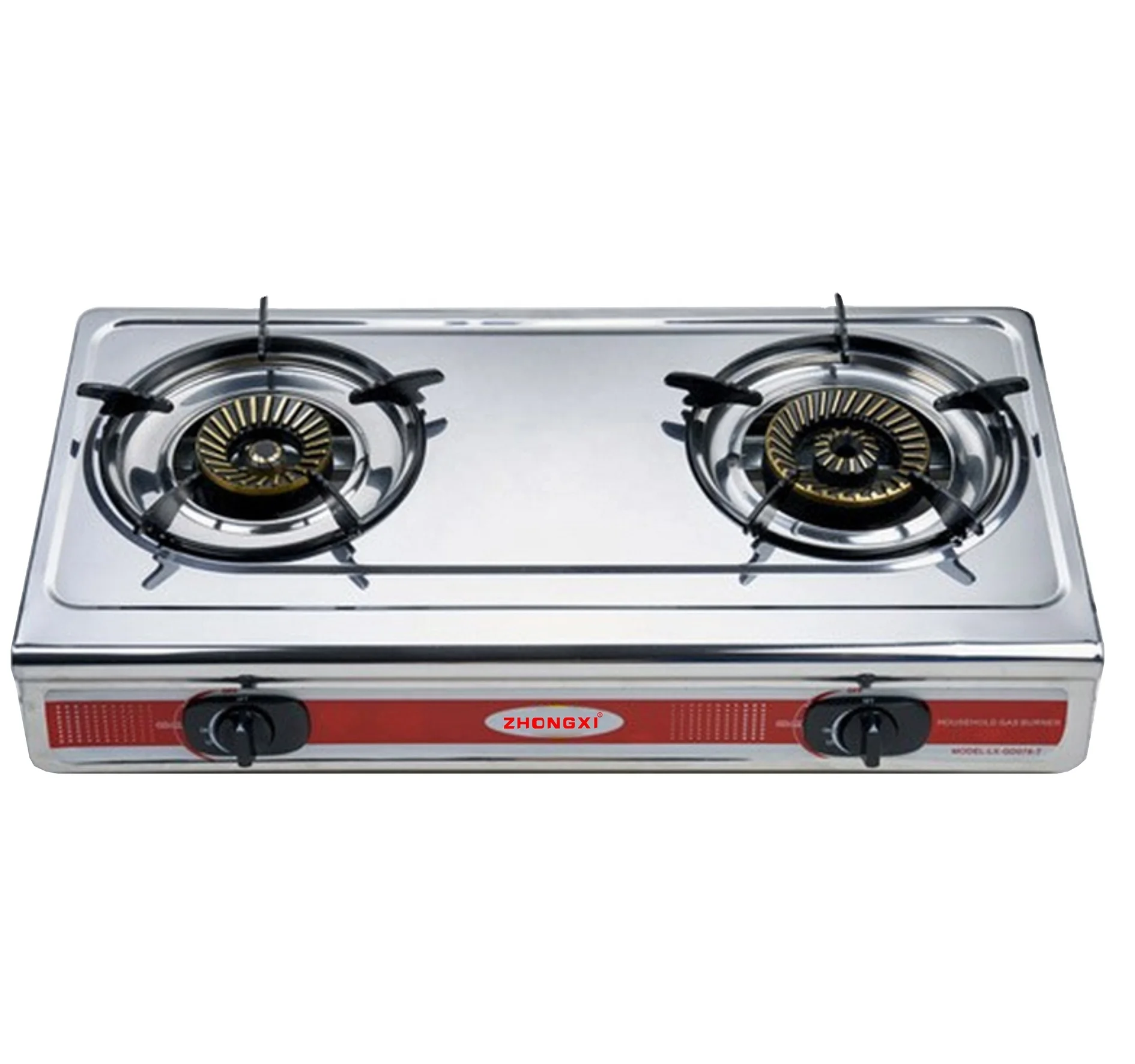 2 Burner Gas Stove Stainless Steel LPG Gas Cooker Blue Flame