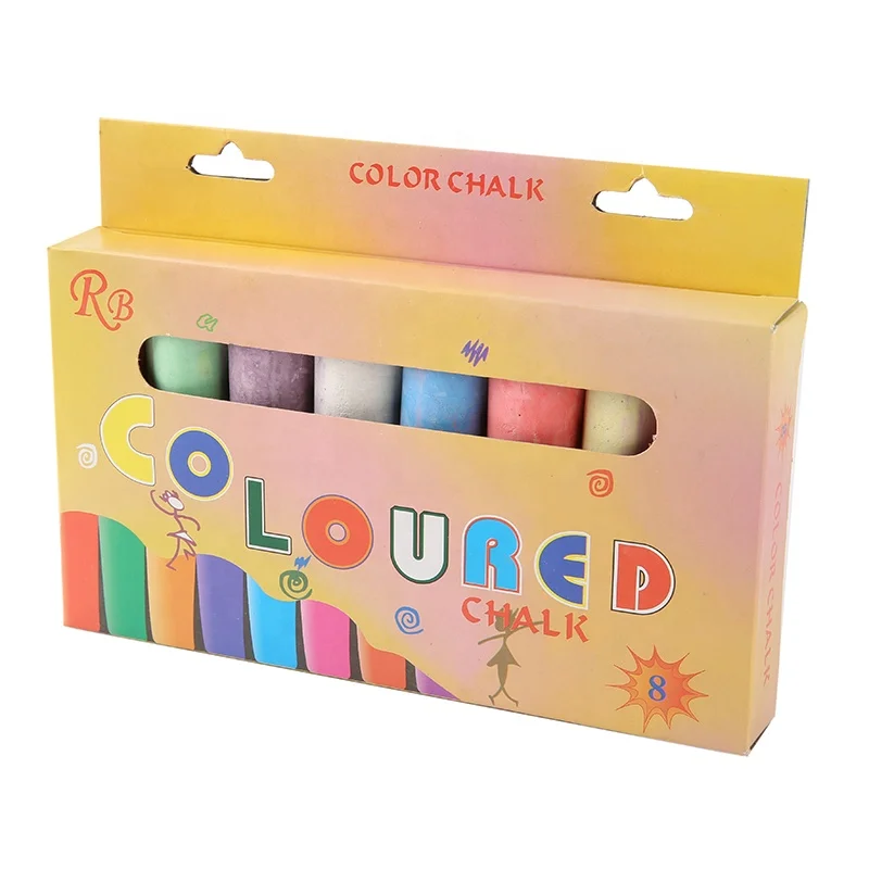 Washable Outdoor Jumbo Sidewalk Chalk Colored 8 Pcs Custom OEM Customized Box Logo