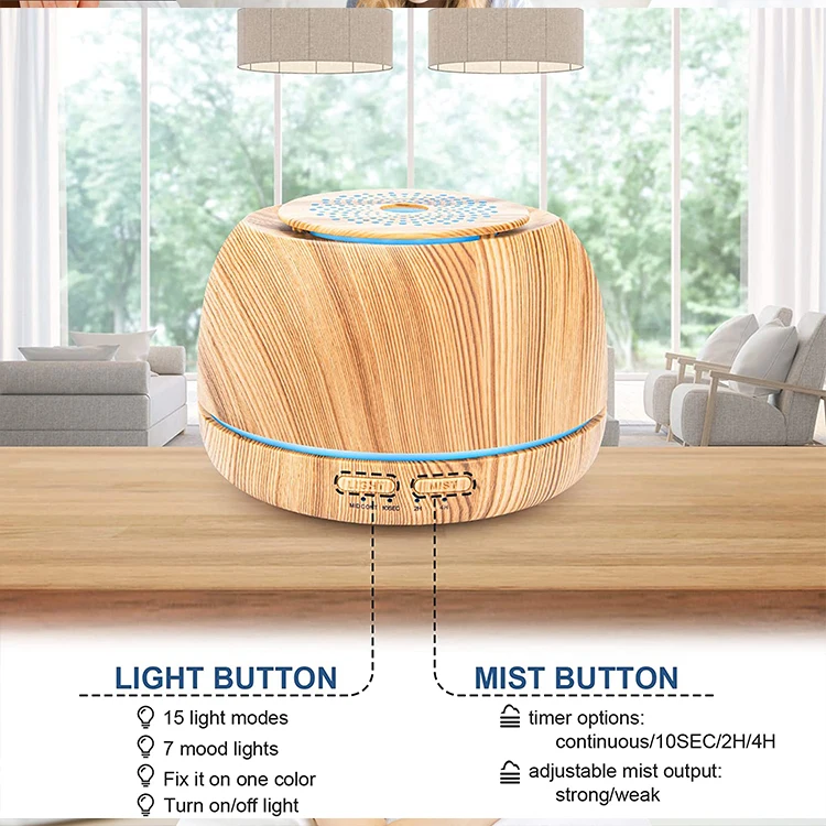300ml Mini Air Humidifier Ultrasonic Diffuser Wood Grain USB Aroma Diffuser With Remote Control