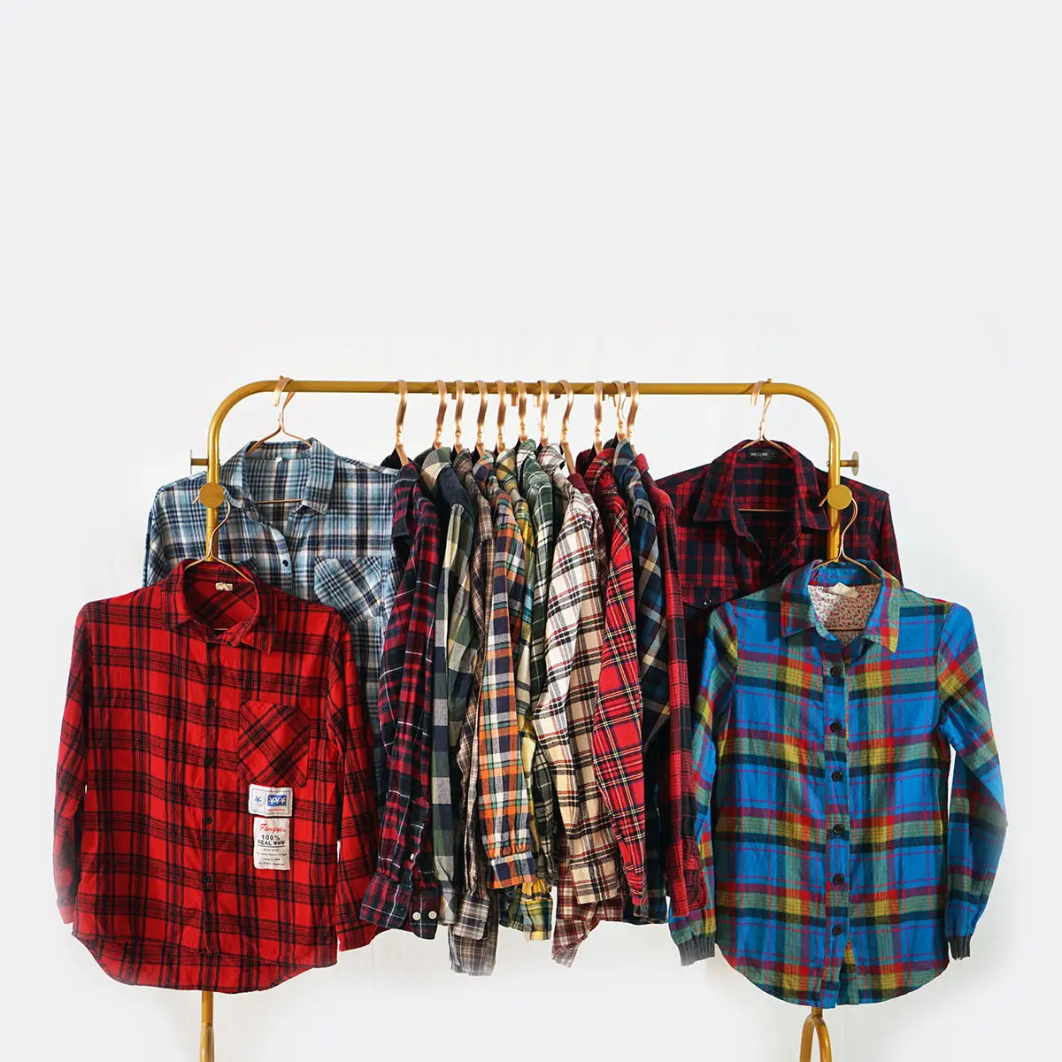 Fashion A Grade Men plaid shirt T-shirt round 90% clean Used Clothes Second hand Clothes Bales Of Men cotton shirt In Stock