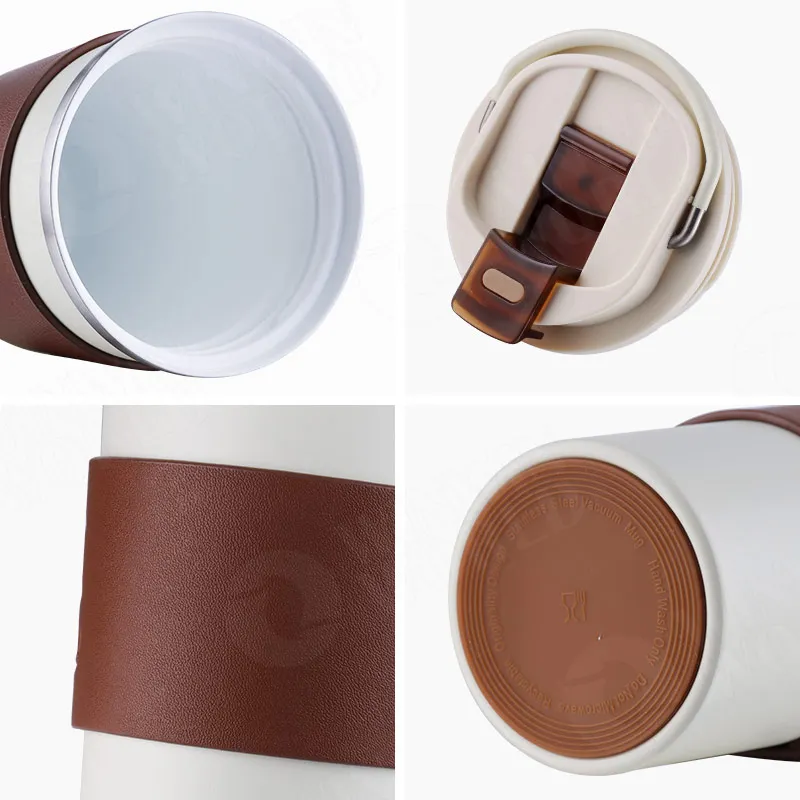 12oz Insulated Stainless Steel Travel Coffee Mugs Portable Double Wall Ceramic Thermo Coffee To Go Cup Tumbler Gift in Bulk