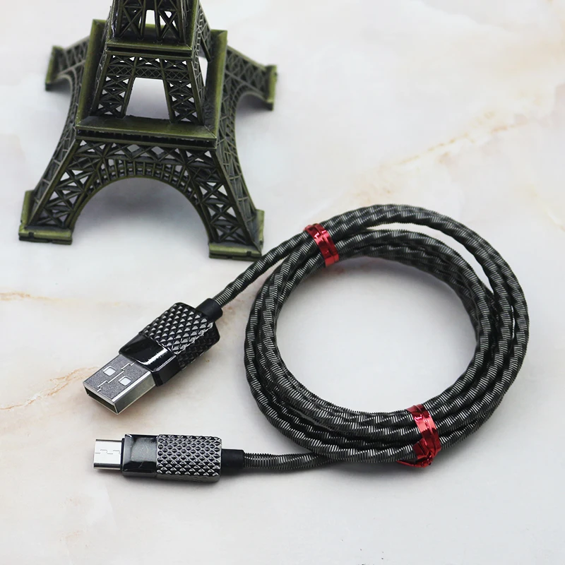 Wik Zinc Alloy Metal Spring Fast charging data transferring usb microphone cable Micro usb cable