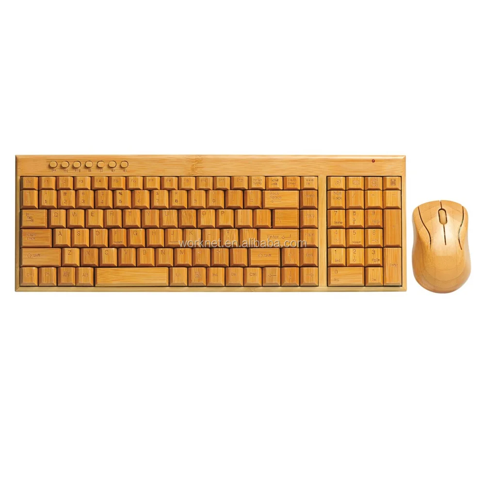 2024 New Product Ideas Original New Desktop Wireless Russian Version Layout Bamboo Keyboard and Mouse Combo Set