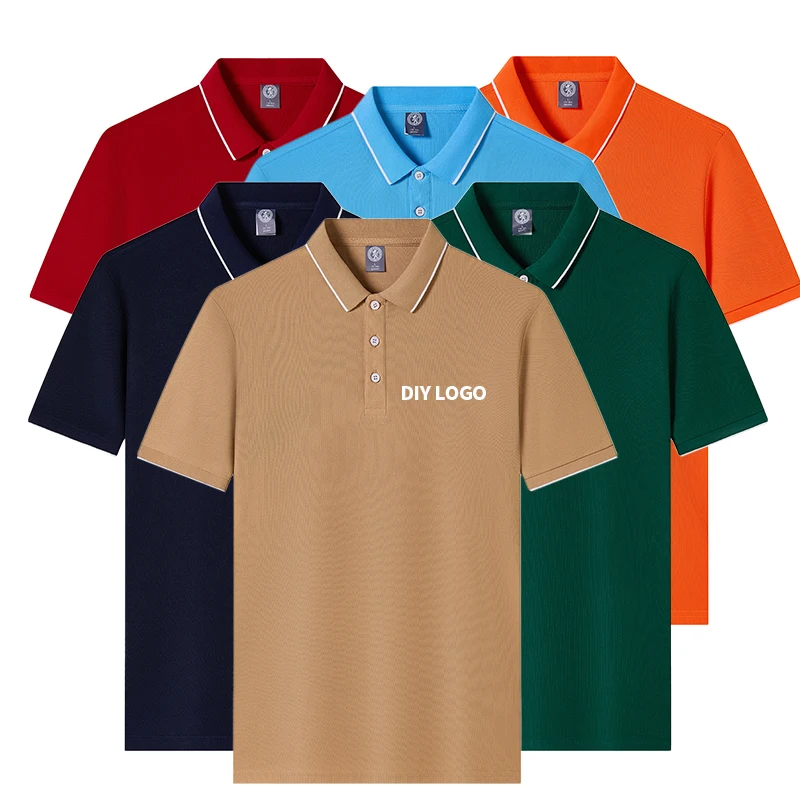 Wholesale Leisure 100% cotton white lapel t-shirt custom logo printed men s Polo t-shirt