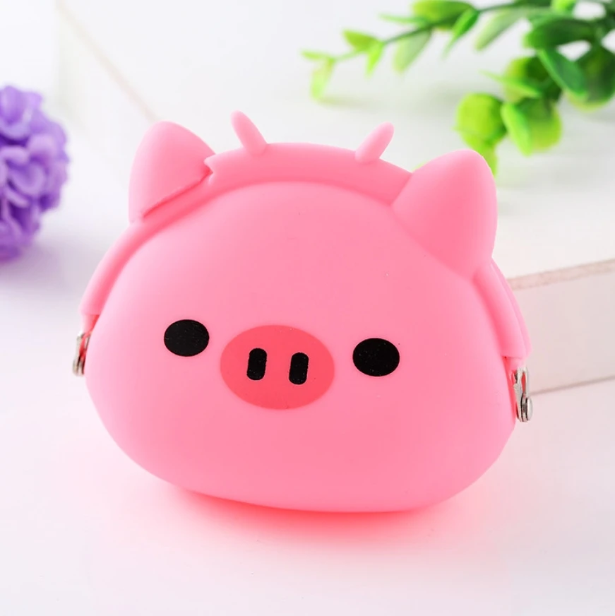2024 Wholesale Cute Mini Silicone Earphone Bags Buckle Cartoon Coin Purse Small Clutches Animals Mini Portable Change Wallets