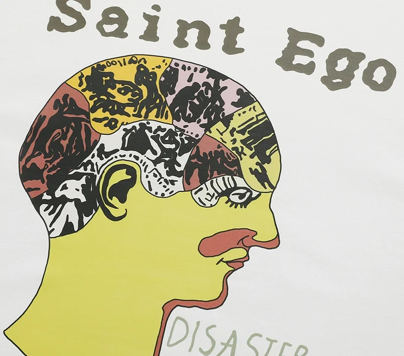 oem print high street designer oversized heavyweight thick white t shirt saint ego thinking men brain men design t shirt