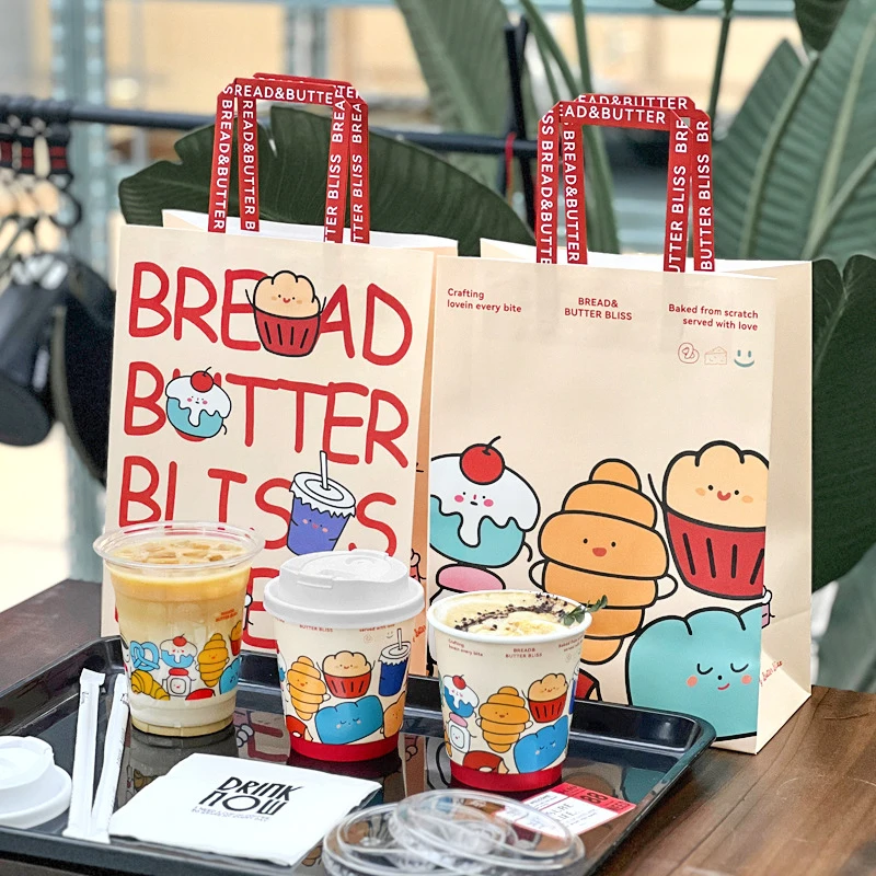 Cheap price high quality small kraft paper bag for fruits custom unique style top grade big size takeaway paper bag with handle