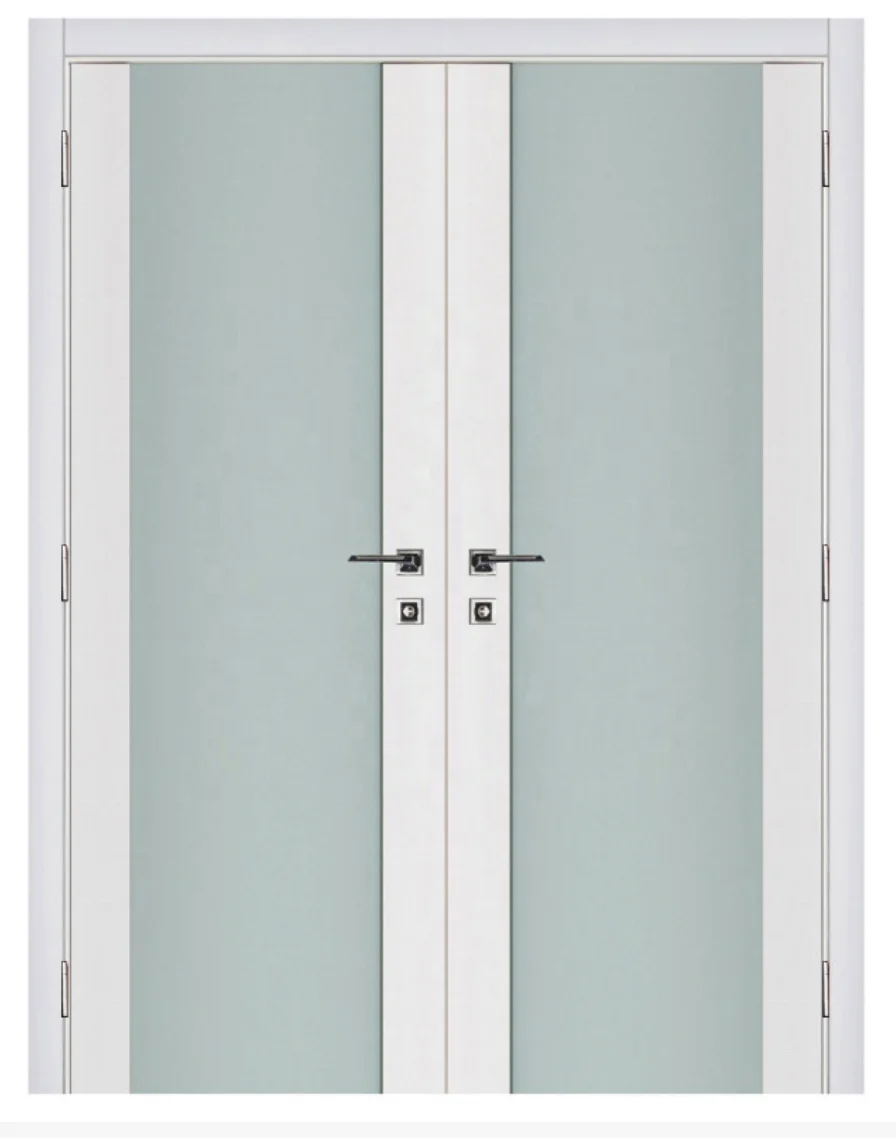 contemporary interior glass white double swing French door for kitchen
