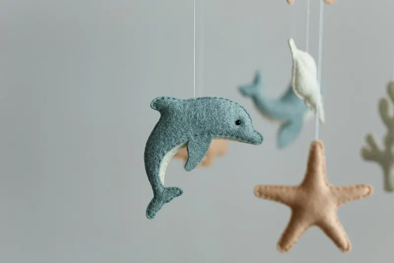 Ocean felt baby mobile turtle dolphin whale baby crib mobile