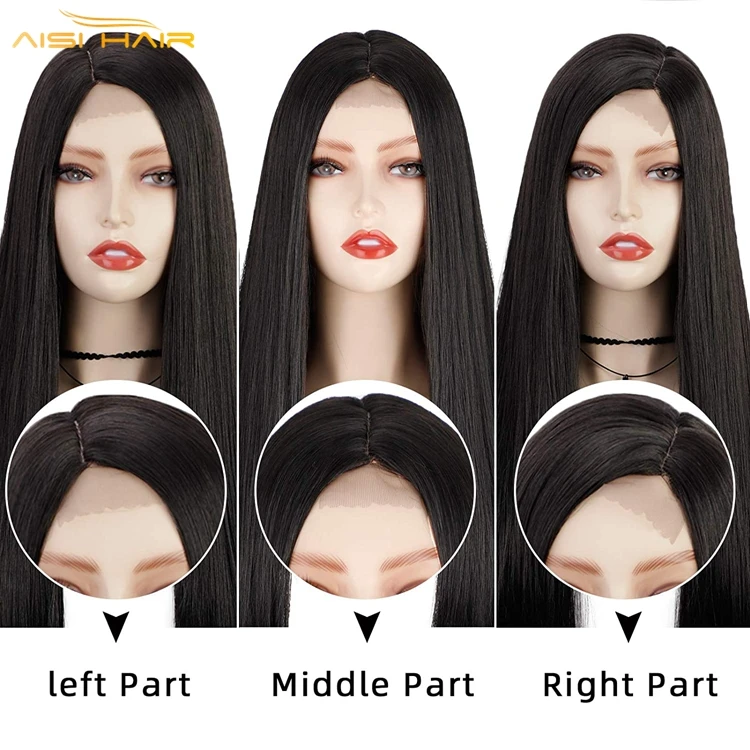 Aisi Blond Ombre Brown Black Hot Sale Cheap Hand Tied For Women Blend Wig High Quality Swiss Lace Front Synthetic Hair Wigs