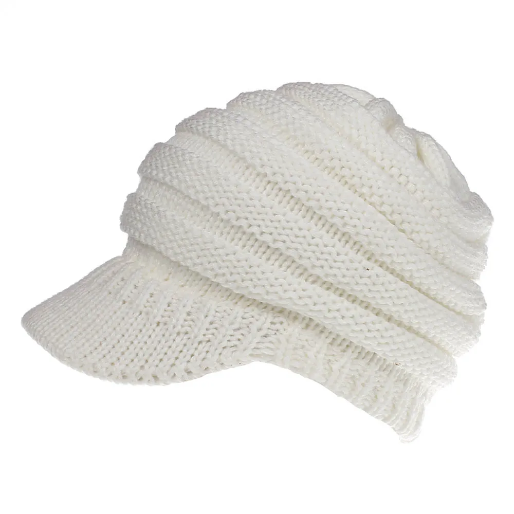 Wholesale Winter Hats Woman Fashion Warm Outdoor Visor ponytail knit Hat baseball Women winter knitted hat