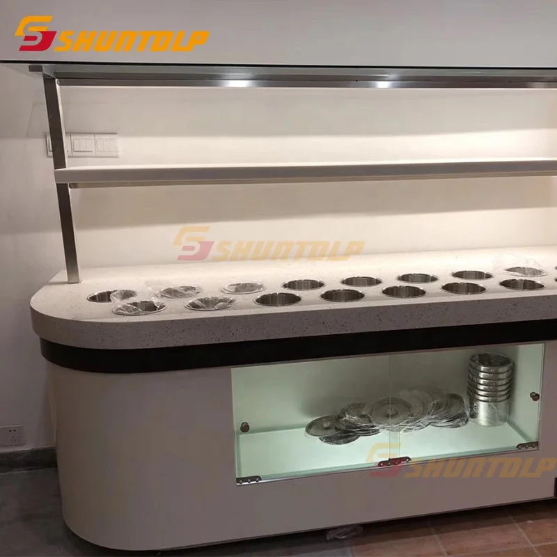 Luxury Commercial Salad Bar  Display Refrigerator buffet cooler modern hotel sushi buffet counter equipment design