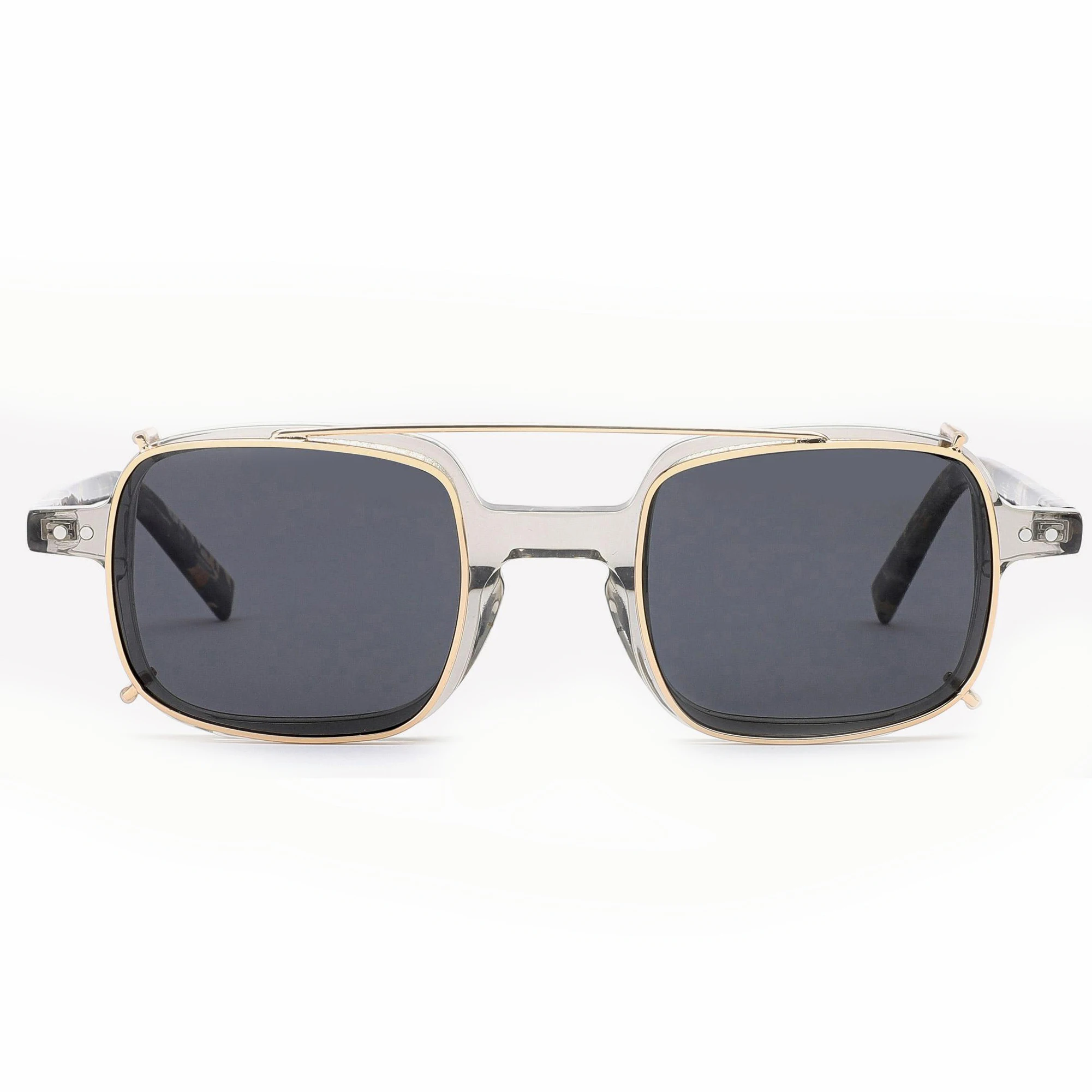 Retro Rectangle 0.74 TAC Polarized Acetate and Metal Clip on Sunglasses Shades Custom Logo