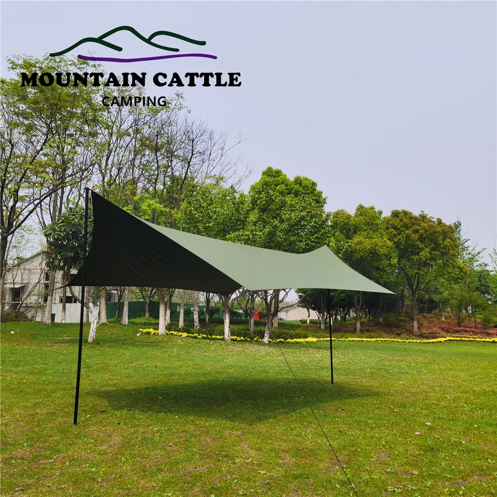 Outdoor Black Gum Coating 4*3 M Outdoor Ultraviolet-proof Canopy  Camping Tarp