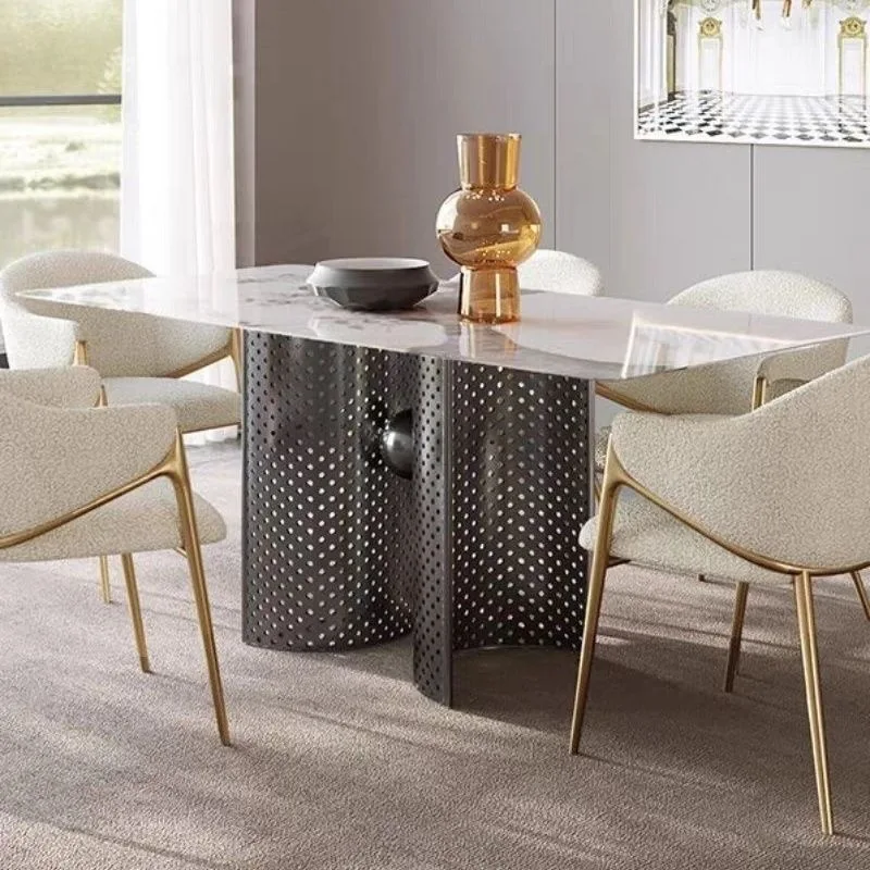 Italian light luxury dining chair home modern minimalist designer wool lamb hotel villa restaurant high-end leisure chair