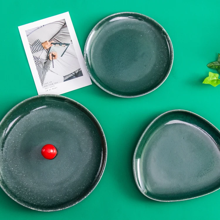 PITO HoReCa Nordic Dark Green Crockery Fine Bone China Tableware Porcelain Ceramics Plates Dinnerware Dinner Set