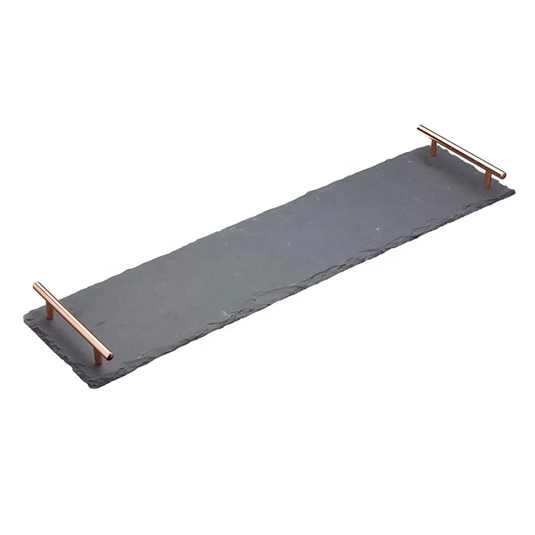 60*15cm export slate cheese board with metal handle serving tray