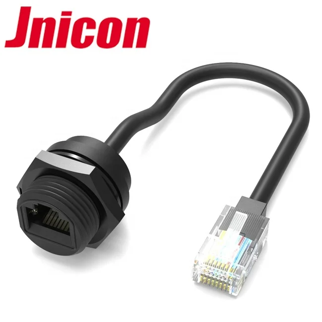 Jnicon IP67 ip68  M19 waterproof RJ45 connector with Ethernet cable