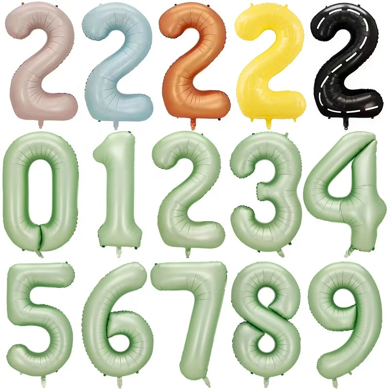 40 Inch olive green macaron color Air He Filled Number foil Balloon for birthday Party Shop Window Birthday Anniversary Deco