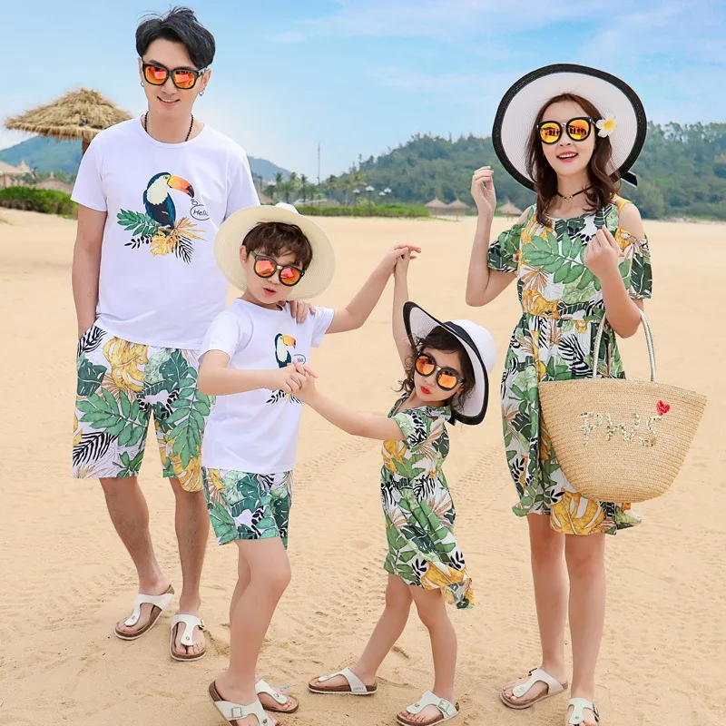 High quality cotton material summer casual style family matching clothes