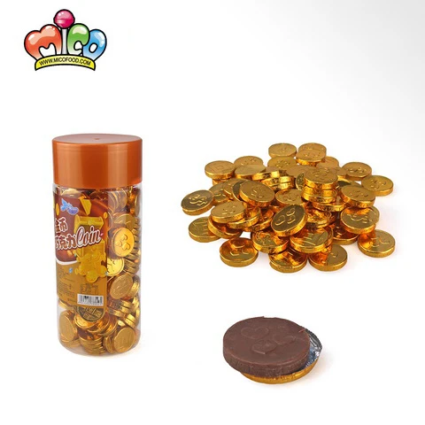 mini gold coin shape chocolate in jars