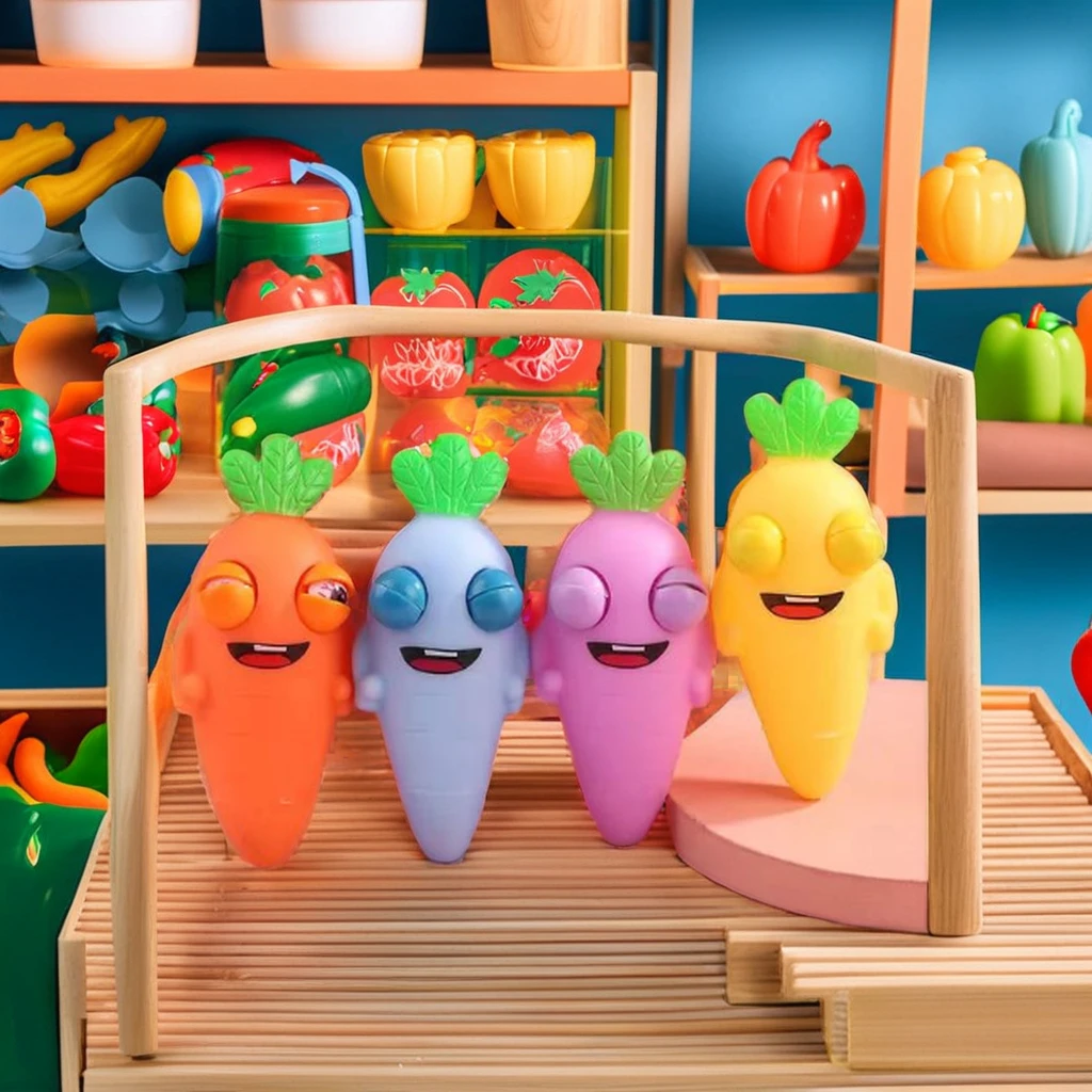 Cartoon Squeeze Pop Eyes out Carrot Fidget Toy Unisex PVC Novelty Stress Relief Toy for Kids Plastic & Rubber Dog Shape