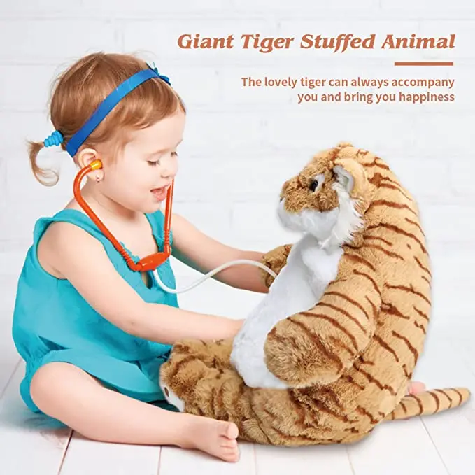 Adorable Chubby Tiger Plush Gift for Kids Children Super Soft Tiger Hugging Pillow Giant Tiger Stuffed Animal Plush Toy