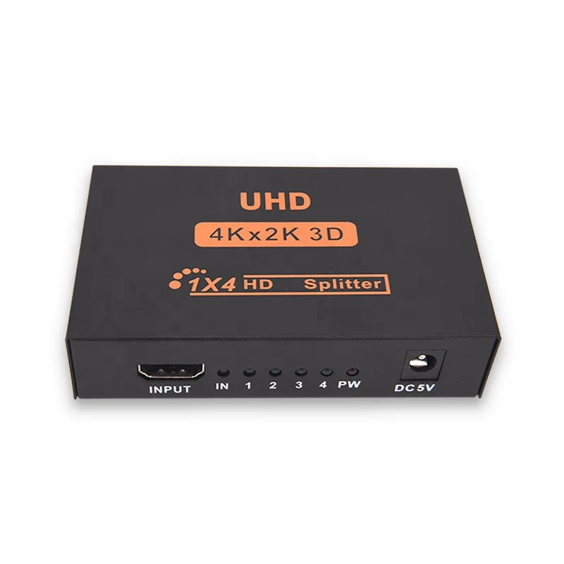 HDTV splitter one point four 1 input 4 output video converter version 1.4 4K*2K support 3D power distribution