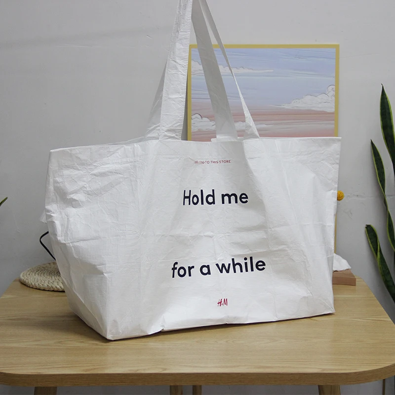 Custom Logo Printed Eco Friendly Large Capacity Waterproof Recycle Travel Tyvek Shopping Dupont Paper Tote Bag