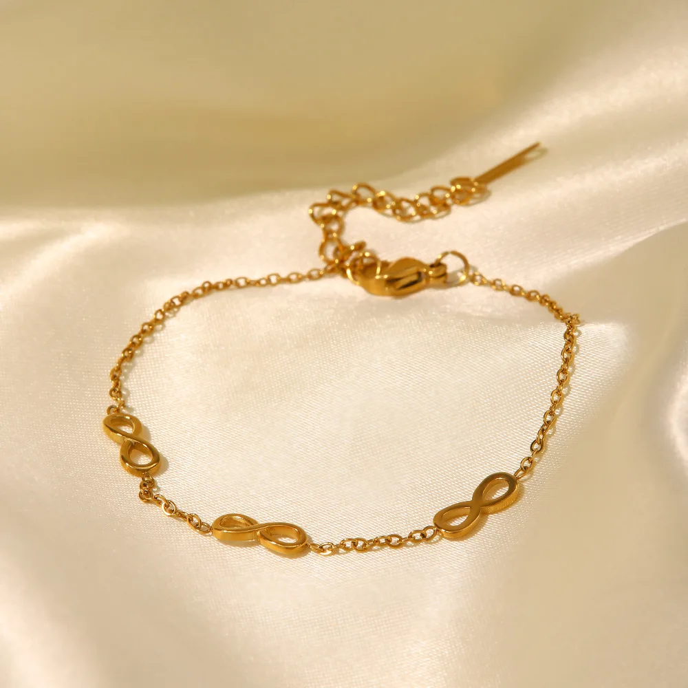 MICCI Wholesale New Trendy Stainless Steel 18K Gold Plated Fashion Jewelry Infinite Symbol Bracelets Jewellery For Women