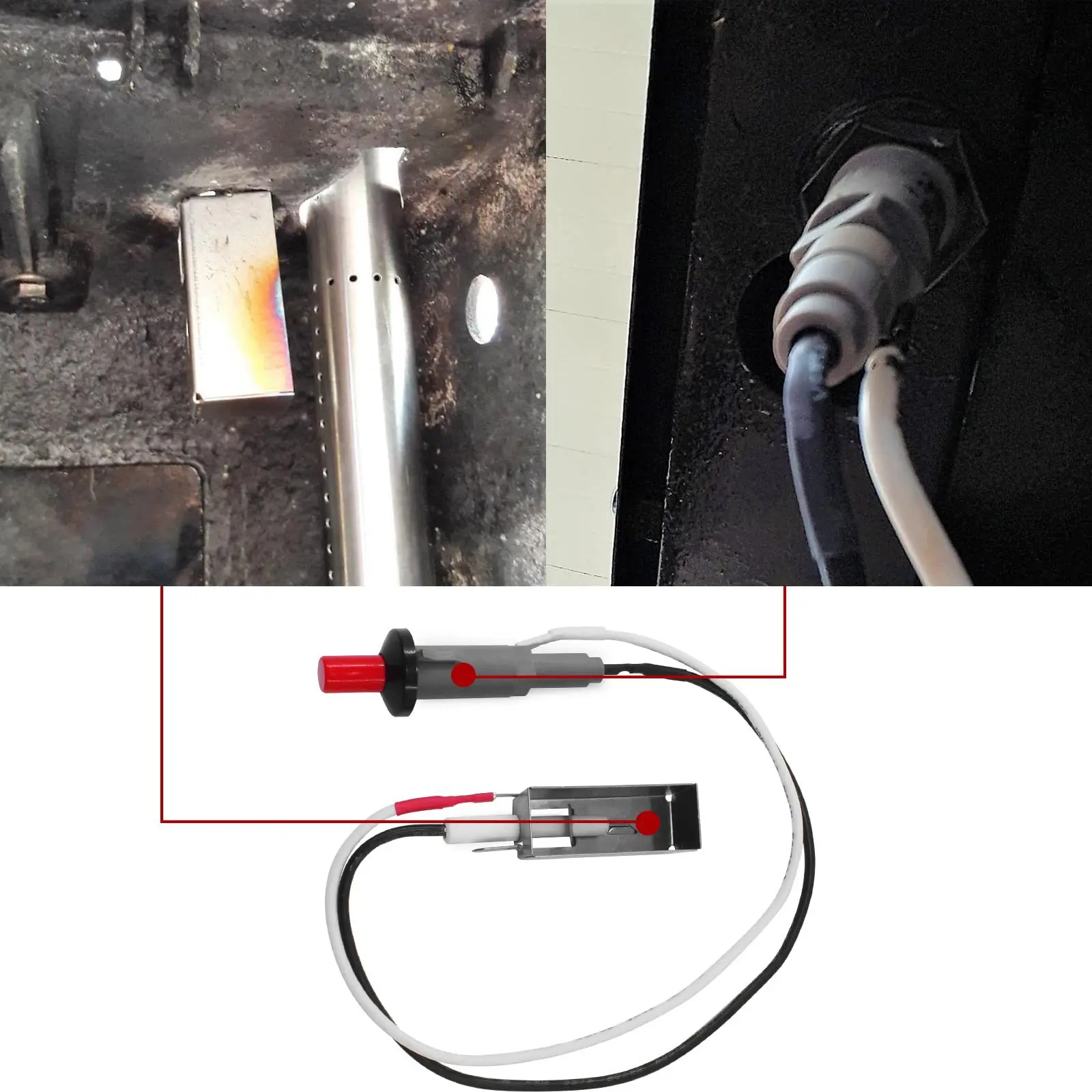 snap-in Style Push-Button igniter,GasSaf Grill Igniter Kit Replacement for We-ber 7510 Spirit E-210, Genesis E310/E320