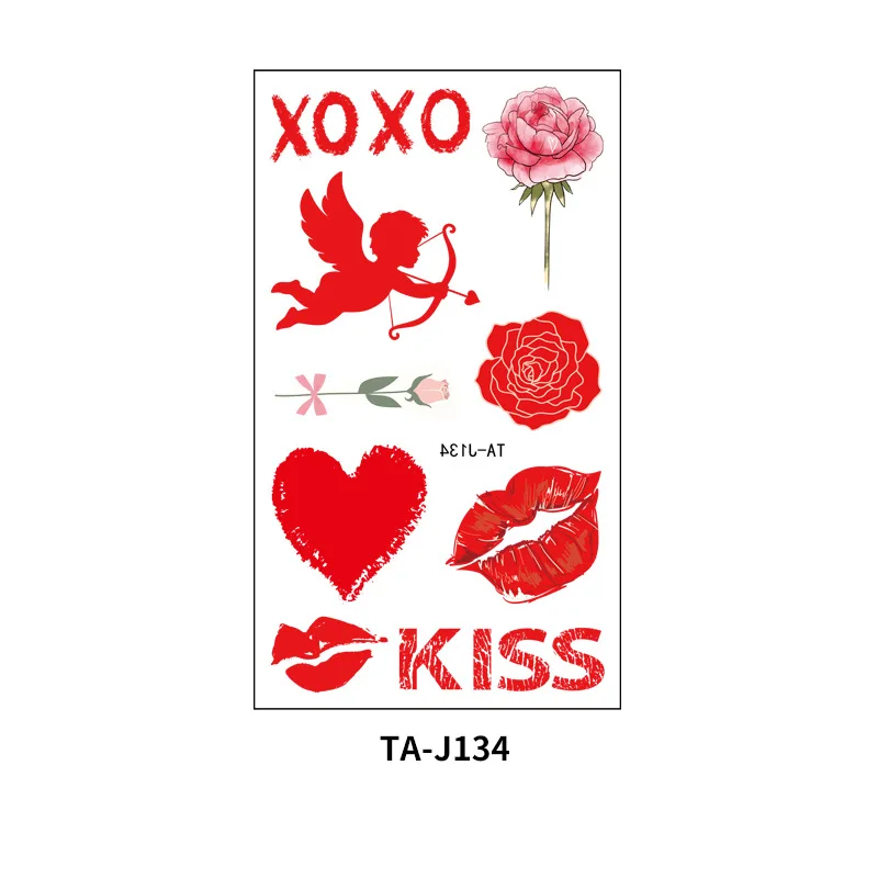 Hot Selling Valentines  Fake Lip Temporary Tattoo Lip Print Red Black Kiss Waterproof Temporary Tattoo Stickers