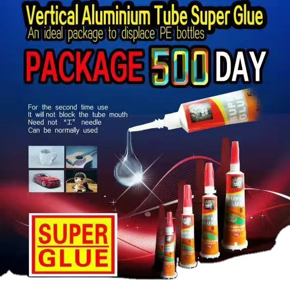 Super glue 10g vertical standing aluminum tube 502 instant bond adhesive