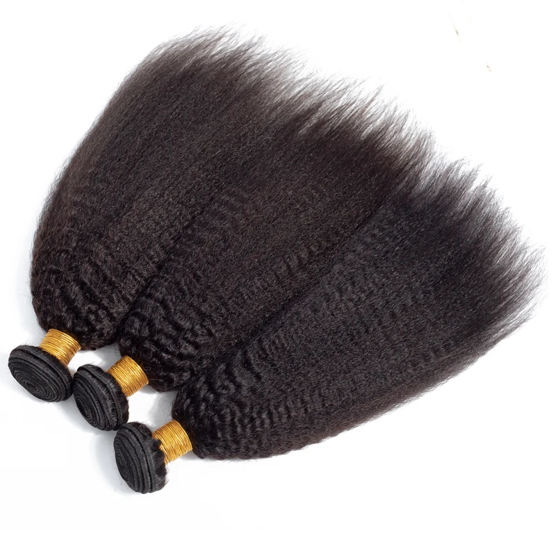 
10A Wholesale Kinky Straight Virgin Cuticle Aligned Hair Vendor Brazilian Yaki Human Hair Weave Bundles Closure Pre Plucked 
