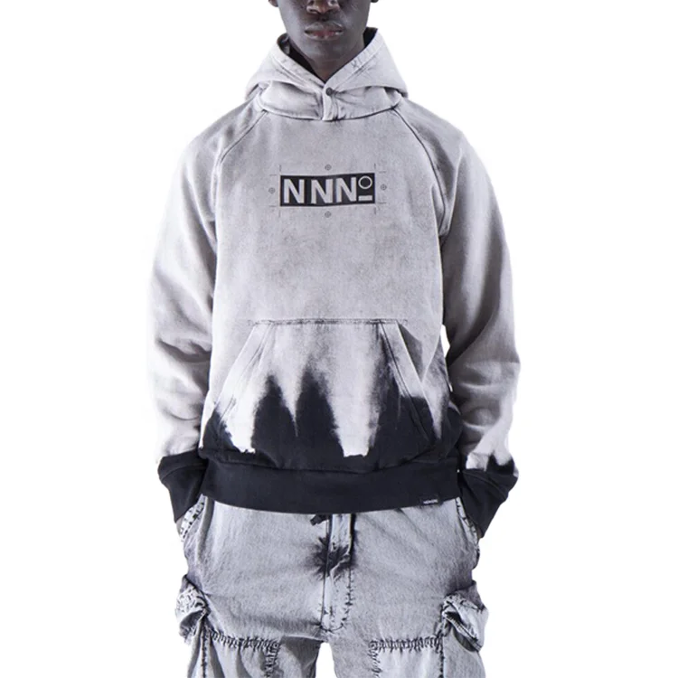 Finch Garment Wholesale Stone Vintage Washed Hoodie Tie Dye 3d Print Acid Wash Hoodie Heavyweight Cotton Pullover Sweatshirt