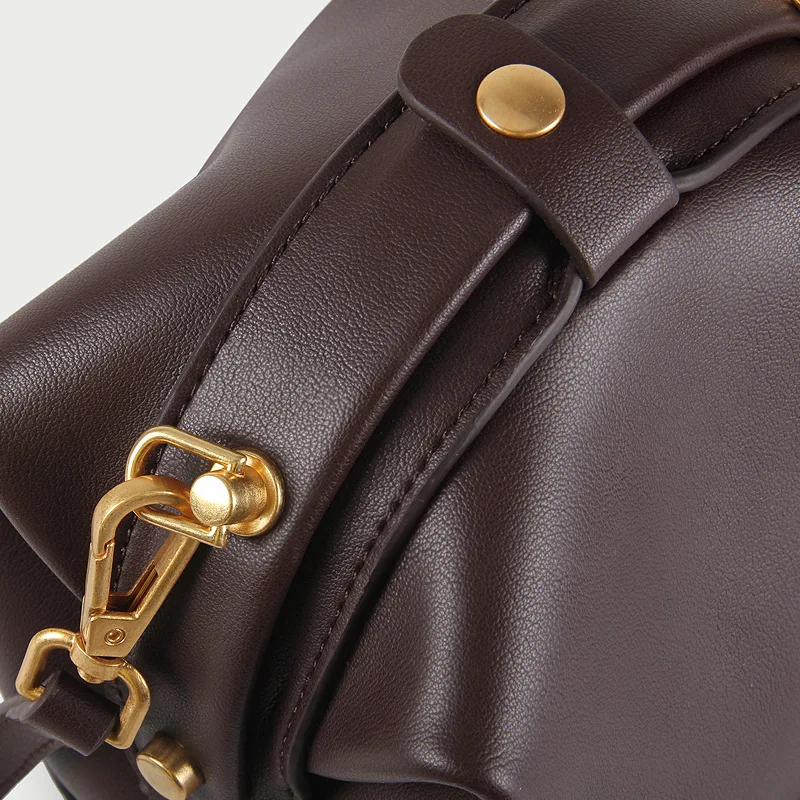 high quality vintage bucket shape doctor bag genuine leather handbag for women