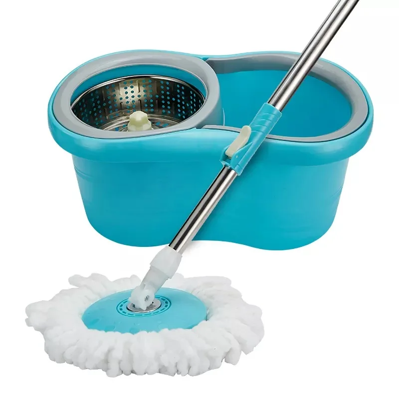 Hot sale Stainless Steel Rod Long Handle Dual-Drive  Detachable Barrel Rotating Mop For Clean Floor
